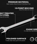 15 Piece Metric Combination Wrench Set 8mm To 22mm Chrome Vanadium Steel With Tough As Nails Coating shown with polished surface and clear size markings.