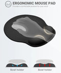 Ergonomic Gel Wrist Rest Mouse Pad With Non Slip Base, Large 10.6 By 9 Inch Mousepad For Laptop And Computer, Black