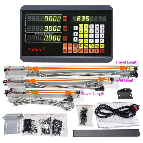 Three Axis DRO For Drill EDM Milling And Lathe Machines With 5um Glass Scale Precision 300mm 600mm 350mm Travel 12 24 14 Inch Options kit