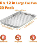 20 Pack Aluminum Foil Pans 16 By 12 Inch Large Disposable Bakeware with perforated bottom for grilling and BBQ use
