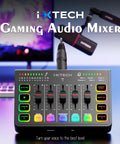 4 Channel Gaming Audio Mixer With RGB Streaming Interface And XLR Microphone Support 48V Phantom Power Built In Equalizer