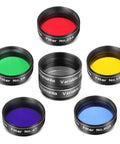 Six-Piece 1.25-Inch Telescope Eyepiece Filter Set Pro-Grade With Polarizing Grey Filter And Five Planetary Color Filters