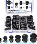 45 Piece Cord Grip Cable Glands Kit Waterproof Adjustable NPT Glands with various sizes, nylon PA66, shown in storage case