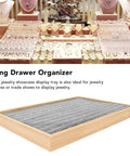 Two Piece Stackable Ring Trays Featuring Slick Grey Velvet Liners And Solid Wood Boards Offer One Hundred Perfect Grids for jewelry display.