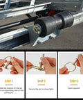 Heavy Duty Linch Pin Assortment Kit With Ring One Quarter Inch Pins Locks For Trailers Gates Couplers Tractors Trucks And Lawn Mowers Round Carbon Steel Linch Pins Lock Pin Clips Four Pack installed on trailer