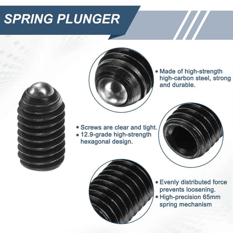 10 Pack M6 Hex Socket Ball Plungers High Carbon Steel Spring Loaded Thumb Knobs For Pneumatic And Lube Rigs close-up of spring plunger detail