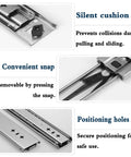 Top Shelf Heavy Duty Drawer Slides For Dining Tables And Cabinets Full Extension Runner Rails with silent cushion and positioning holes.