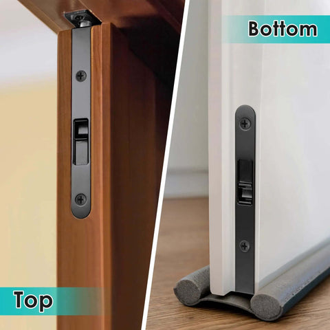 Top and bottom view of Two Pack 7 Inch Flush Bolts For Double Doors Heavy Duty Black Plated Latch Bolts For Inactive Leaf Secure French Door Opening