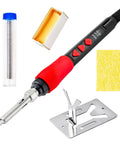 60W 120V Soldering Iron Kit With Digital LED Display 5 In 1 Includes Solder Wire Flux Rosin Paste Mini Stand Sponge Handy Portable