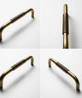 Solid Brass Cabinet Handle With Coiled Wire Grip, Vintage Industrial Style, Antique Brass Finish, Handcrafted Hardware, 40 Cm Tall