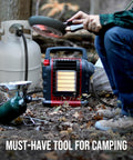 Person using 8 Foot Propane Hose Adapter 1Lb To 20Lb With QCC1 Type1 CGA600 Connection for camping heater and stove outdoors.