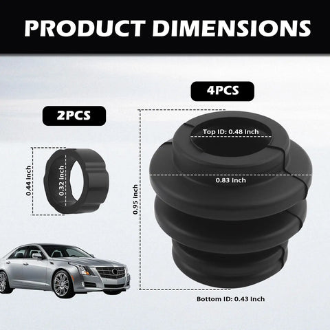 4Piece Caliper Pin Boot Kit with Rubber Sleeves and O-Rings dimensions