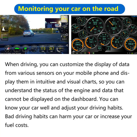 Fast WiFi OBD2 Adapter Scanner For iOS And Android Phones, ELM327 interface displays car diagnostics on mobile app