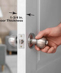 Hand demonstrating Stainless Steel Door Lock Reinforcement Plate for 1 3 4 Inch Doors, Non Recessed Security Reinforcer
