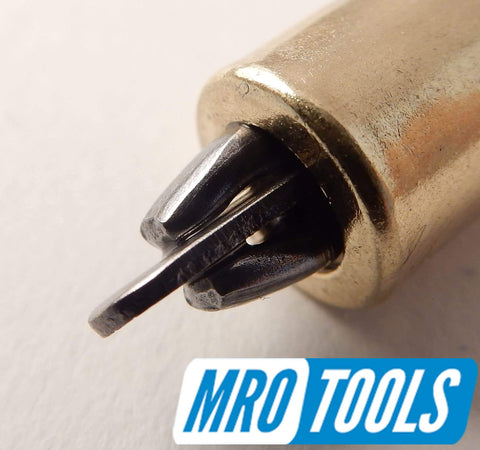 Close-up of brass 3/16 inch Cleco sheet metal fastener, focus keyword: Three Sixteenth Inch Cleco Sheet Metal Fasteners With Cleco Pliers And Carry Bag Brass Color For Quick Reusable Clamping In Auto Body Metal Fabrication And DIY Sheet Metal Projects