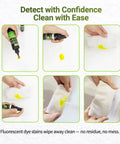 Fluorescent dye application process with Easy Find Automotive UV Leak Detector Dye Kit for quick leaks detection.