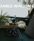Grab And Go Foldable Camp Wagon With Wheels Heavy Duty Cart Holds 220 Lb And 100L Capacity in a car trunk