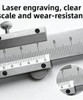 Close-up of Vernier Caliper 0-150mm Manual Micrometer, smooth sliding design with laser-engraved scale in metal finish.