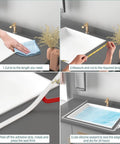 Step-by-step installation guide for 39 Inch Shatterproof Snap Together Shower Threshold Water Dam And Sink Splash Guard.