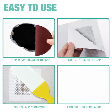 DIY Wall Patch Repair Kit With Aluminum Self Adhesive Patches Includes 4x4 6x6 8x8 Patches Sandpaper And Putty Knife instructions