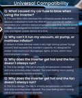 Universal compatibility FAQs for 150W Car Power Inverter Converts 12V DC To 110V AC With Dual USB Ports and Ride Ready Vehicle Adapter.