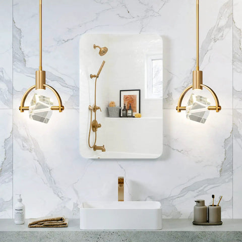 Dope Pendant Ceiling Light For Kitchen Island With Integrated LED Crystal Pendant In Gold Brushed Brass Finish Modern Hanging Fixture
