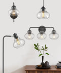 Dope Three Light Farmhouse Style Bathroom Vanity Light With Globe Bubble Glass Shades, Matte Black Wall Mount Sconce