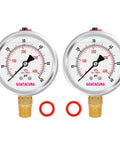 Glycerin Filled Pressure Gauge 0 to 60 Psi, Rugged Two And A Half Inch Dial, Stainless Steel Case, Vent Valve, Quarter Inch NPT Lower Mount, Two Pack
