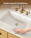Top Shelf Undermount Bathroom Sink White Rectangle Basin With Overflow Drain Glazed Ceramic Finish For Modern Bar Vanity Fresh Look And No Sweat Setup Today showing effortless cleaning and installation.
