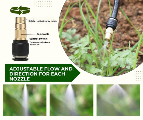 10 Pack Brass Misting Nozzles Tee 8 Inch 360 Degree Adjustable Copper Sprayer For One Quarter Inch Tubing Garden Watering