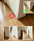 Thickened White Self Adhesive Rubber Corner Protectors Set Of 4 Cushioned Guard Strips protecting damaged drywall corners.