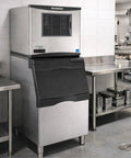 Heavy Duty Commercial Nugget Ice Maker Producing Beast Mode Cubes For Hospitality Venues With Large Capacity Bins And Fast Cycle Times in a kitchen.