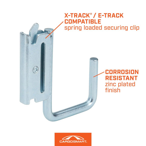 Small Square Hook For E-Track And X-Track Systems, Flat Bottom Design, Holds Small Tools And Tool Bags, 200-Lb Working Load
