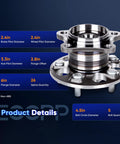 Rear Wheel Bearing And Hub Assembly 5 Lugs Direct Fit For Lexus RX330 RX350 RX400H Highlander And Venza AWD with dimensions