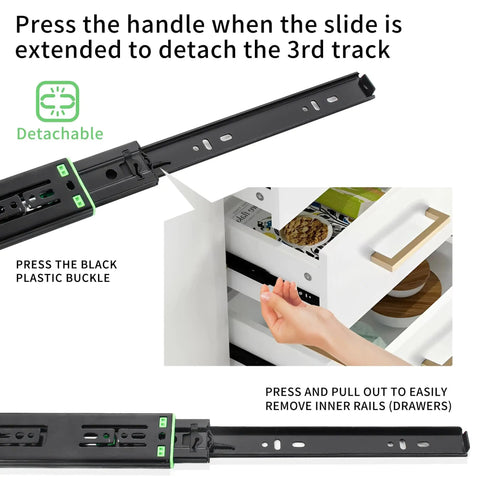 12 Inch Full Extension Drawer Slides With Ball Bearing Rails Side Mount Soft Close Heavy Duty 100 Lb Capacity product demonstration