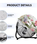 Hardcore Heavy Duty Fan Cover Fits 24 Inch Outdoor Industrial And Pedestal Models With Bold Hummingbird Floral Print on fan.