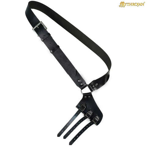 Genuine Leather Sword Baldric Belt For LARP And Renaissance Costumes, Adjustable Crossbody Scabbard Holder, Rugged Medieval Shoulder Strap