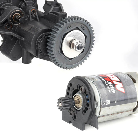 Installed Hard Steel 45T M0.8 spur gear and 11T 32P pinion gear set for Traxxas TRX4 RC crawler