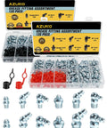 Grease Fittings Assortment Kit With 240 Pieces Zerk Nipples SAE And Metric NPT One Quarter Inch And One Eighth Inch M6 M10 Straight 45 Degree And 90 Degree Fittings With Caps For Grease Gun.