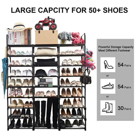 Top Shelf Metal Shoe Rack Adjusts Between Seven And Nine Levels Holds Fifty Five Pairs Legit Game Changer Entryway Closet Storage Solution Sneakers Boots