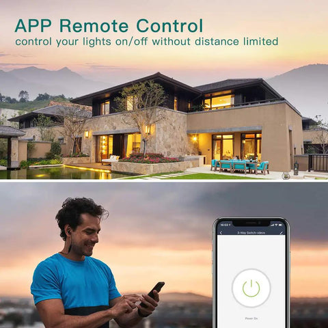 Three Way Smart Light Switch Kit Four Pack, Neutral Wire Required, 2.4GHz WiFi Works With Alexa And Google Home, Remote Control