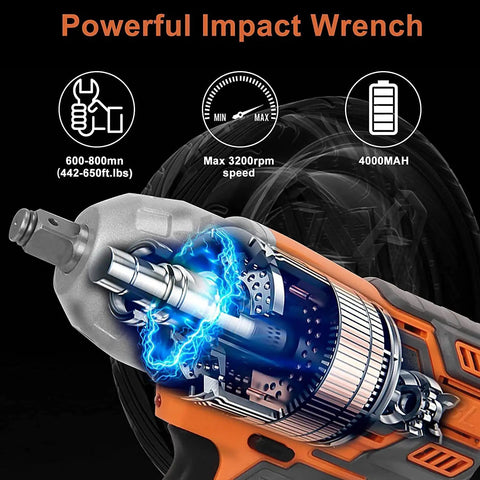 Cordless 1/2-Inch Impact Wrench With 21V Battery, 442 Ft-Lbs Max Torque, 3200 RPM, 4.0Ah Li-Ion shown with inner mechanism