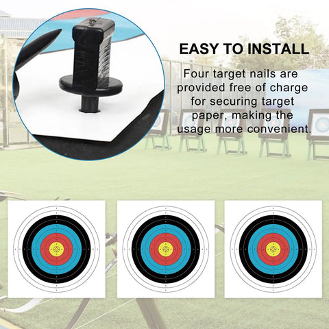 Archery Target Paper Set 20 Pack 24 Inch 60 Cm Ten Ring Targets With Four Target Face Pins For Practice And Hunting setup scene