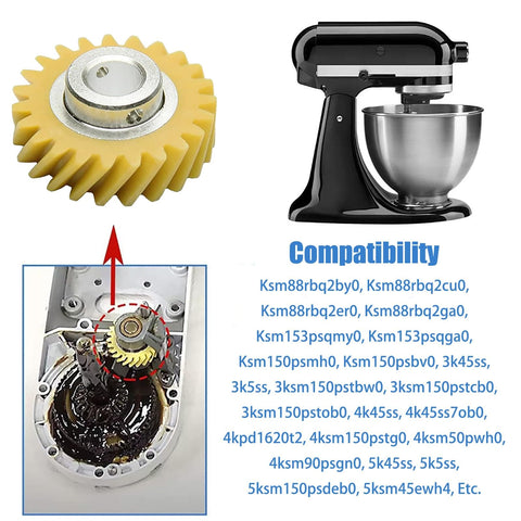 Two Pack W10112253 Mixer Worm Gear Replacement For Stand Mixers Ditch The Guesswork Replaces 4162897 shown with mixer