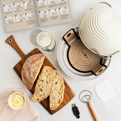 Complete Bread Baking Kit With 12 Inch All Metal Pan And Domed Lid For Fast Steam Bake No Preheat Needed Banneton Tools