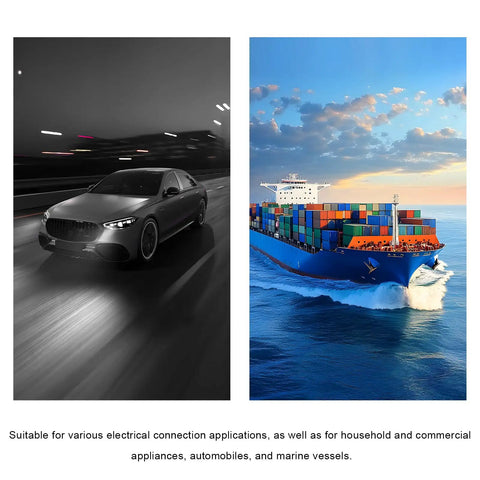 Black car on highway at night and container ship in ocean, representing universal use of 80 Pack Car Oil Drain Plug Crush Washers Set