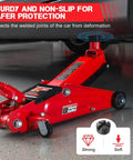 Durable Rubber Floor Jack Pad With Universal Fit on red floor jack lifting car, cross grooved for anti-slip protection
