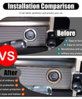 Installation comparison image showing Factory Look Snug Fit Push Start Button Cover For Hummer Electric Pickup 2024 2025 before and after.