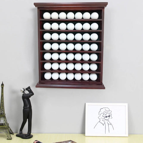 Wall Mount Golf Ball Display Case In Black Finish With Green Felt Interior No Door For Easy Showcasing And Collecting