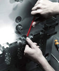 Person using Long Arm Hex Key Set With Hex Plus 9 Piece Color Coded Size Finder Ballpoint Tip Easy Grip Plastic Sleeve